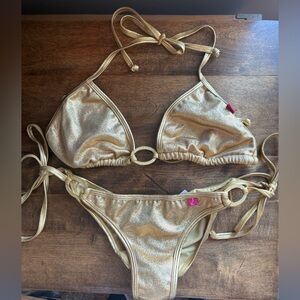 Gold Bikini Set with scrunch bottom